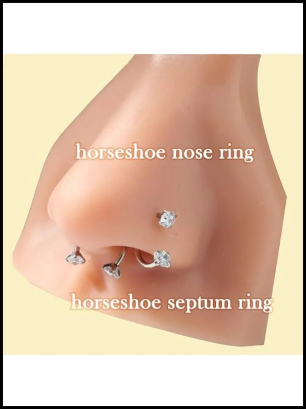 18g Horseshoe Nose Ring Double Gem Surgical Steel Hoop for Women Cartilage